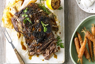 Middle eastern style roast shoulder of Aussie lamb