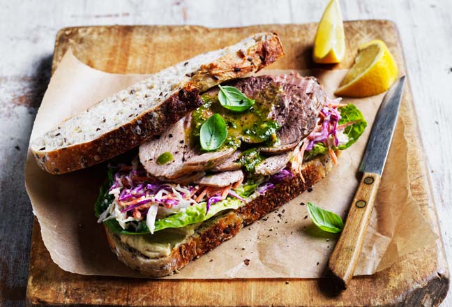 Roasted Lamb and Crunchy Salad Sandwich