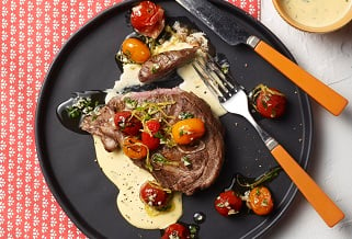 Grilled Aussie lamb shoulder chops with blistered cherry tomatoes and bearnaise(2)