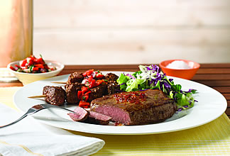 Barbecued Australian Grassfed Sirloin Steak with Semi-Dried Tomato Flavoured Butter