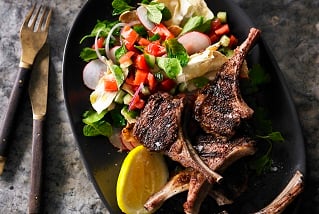 Grilled sumac Aussie lamb cutlets with fattoush